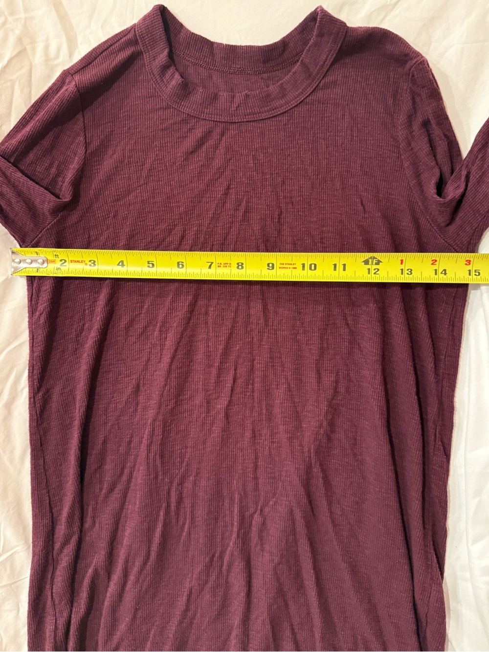 Aerie Ribbed Curved Hem Long Sleeve Shirt Maroon / Burgundy Size XS - Picture 6 of 7